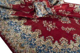 Surface texture of 2000s Kerman rug with natural Wool and intricate pattern