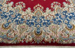 Full view of 2000s Kerman rug from Iran / Persia, 362 × 278 cm in Red tones