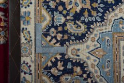 Backside of handmade 2000s Kerman rug showing knot structure and weave density