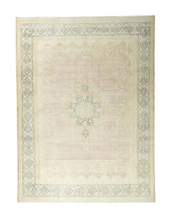 Full view of 1950s Kerman rug from Iran / Persia, 403 × 300 cm in Multi Color tones