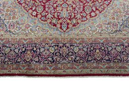 Full view of 2000s Kerman rug from Iran / Persia, 358 × 268 cm in Red tones