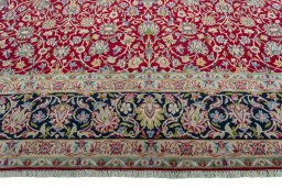Full view of 2000s Kerman rug from Iran / Persia, 416 × 306 cm in Red tones