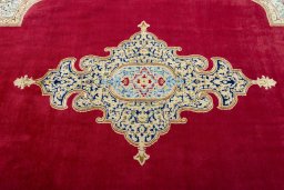 Central medallion detail of 2000s Kerman rug from Iran / Persia
