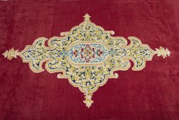 Central medallion detail of 2000s Kerman rug from Iran / Persia