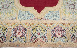 Full view of 2000s Kerman rug from Iran / Persia, 443 × 297 cm in Red tones