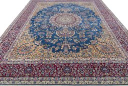 Surface texture of New Kerman rug with natural Wool and intricate pattern