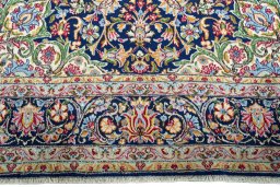Full view of 2000s Kerman rug from Iran / Persia, 367 × 262 cm in Blue tones