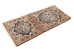 Corner detail of 1990s Kerman rug showing border pattern and Wool pile