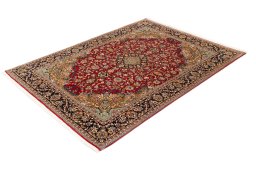 Close-up detail of New Kerman rug from Iran / Persia showing Wool weave