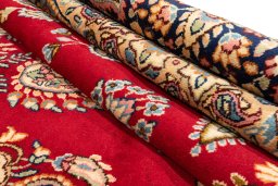 Surface texture of 1990s Kerman rug with natural Wool and intricate pattern