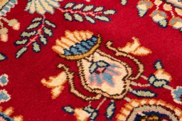 Backside of handmade 1990s Kerman rug showing knot structure and weave density