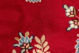 Full view of 1990s Kerman rug from Iran / Persia, 435 × 300 cm in Red tones