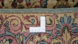 Full view of 1920s Kerman rug from Iran / Persia, 220 × 125 cm in Beige tones