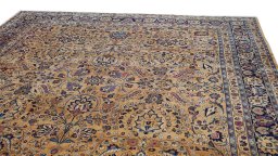 Surface texture of 1960s Khorasan rug with natural Wool and intricate pattern