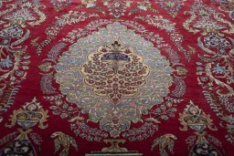 Central medallion detail of 1970s Mashad rug from Iran / Persia