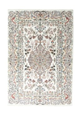 Full view of New Mashad rug from Iran / Persia, 285 × 195 cm in Beige tones