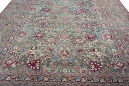 Central medallion detail of 1950s Mashad rug from Iran / Persia