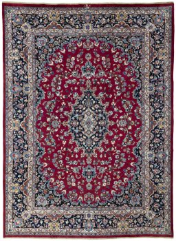 Full view of 2000s Mashad rug from Iran / Persia, 330 × 242 cm in Red tones