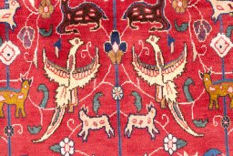 Corner detail of 1990s Mashad rug showing border pattern and Wool pile