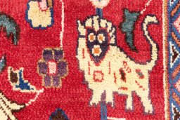 Surface texture of 1990s Mashad rug with natural Wool and intricate pattern