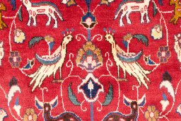 Full view of 1990s Mashad rug from Iran / Persia, 292 × 102 cm in Red tones