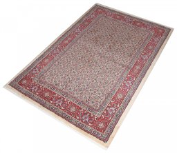 Close-up detail of New Moud rug from Iran / Persia showing Wool weave