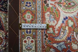 Backside of handmade Unknown Moud rug showing knot structure and weave density