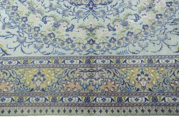 Corner detail of 2000s Moud rug showing border pattern and Wool pile