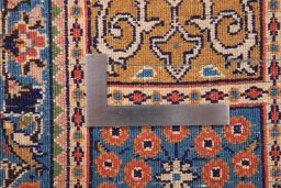 Close-up detail of 2000s Moud rug from Iran / Persia showing Wool weave