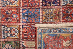 Close-up detail of 2000s Moud rug from Iran / Persia showing Wool weave
