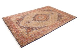 Close-up detail of 2020s Moud rug from Iran / Persia showing Wool weave