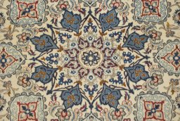 Close-up detail of New Nain rug from Iran / Persia showing Wool weave