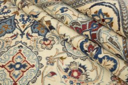 Full view of New Nain rug from Iran / Persia, 352 × 247 cm in Cream tones
