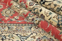 Close-up detail of New Nain rug from Iran / Persia showing Wool weave