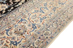 Full view of New Nain rug from Iran / Persia, 542 × 320 cm in Black tones