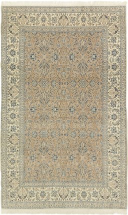 Full view of 1960s Nain rug from Iran / Persia, 275 × 170 cm in Brown tones