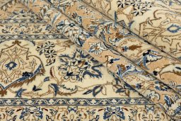 Close-up detail of 1960s Nain rug from Iran / Persia showing Wool weave