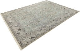 Corner detail of New Nain rug showing border pattern and Wool pile