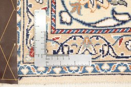 Full view of 1990s Nain rug from Iran / Persia, 240 × 195 cm in Dark blue tones
