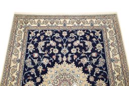 Surface texture of 1990s Nain rug with natural Wool and intricate pattern