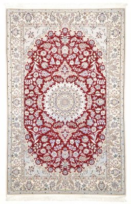 Full view of New Nain rug from Iran / Persia, 173 × 112 cm in Red tones