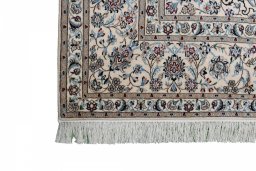 Close-up detail of New Nain rug from Iran / Persia showing Cork weave