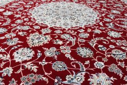 Full view of New Nain rug from Iran / Persia, 309 × 208 cm in Red tones