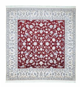 Full view of New Nain rug from Iran / Persia, 263 × 254 cm in Red tones
