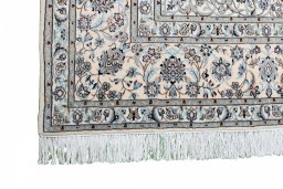 Close-up detail of New Nain rug from Iran / Persia showing Wool weave