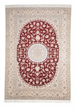 Full view of New Nain rug from Iran / Persia, 311 × 211 cm in Red tones