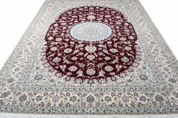 Surface texture of New Nain rug with natural Wool and intricate pattern