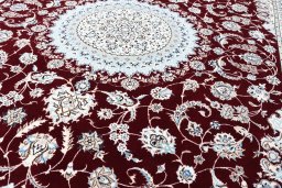 Close-up detail of New Nain rug from Iran / Persia showing Wool weave