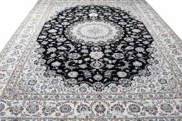 Surface texture of New Nain rug with natural Wool and intricate pattern