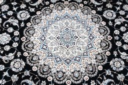 Central medallion detail of New Nain rug from Iran / Persia